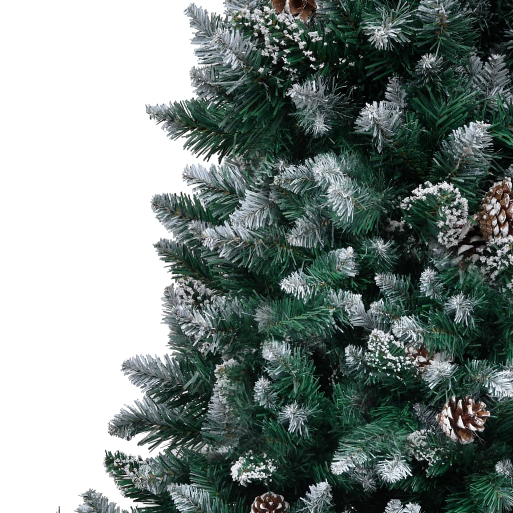 vidaXL Árbol de Navidad artificial con piñas y nieve blanca 210 cm