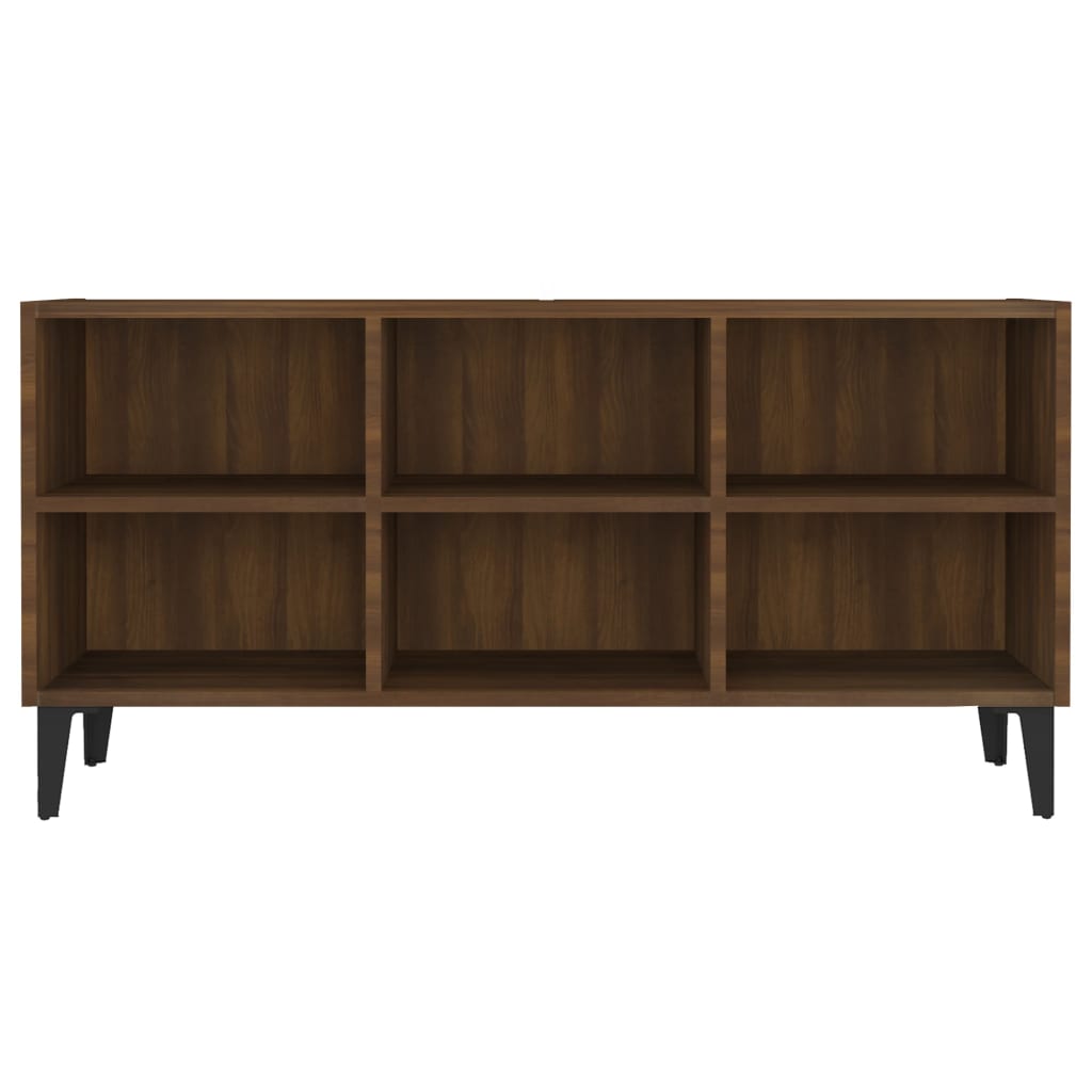 vidaXL Mueble de TV con patas de metal marrón roble 103,5x30x50 cm