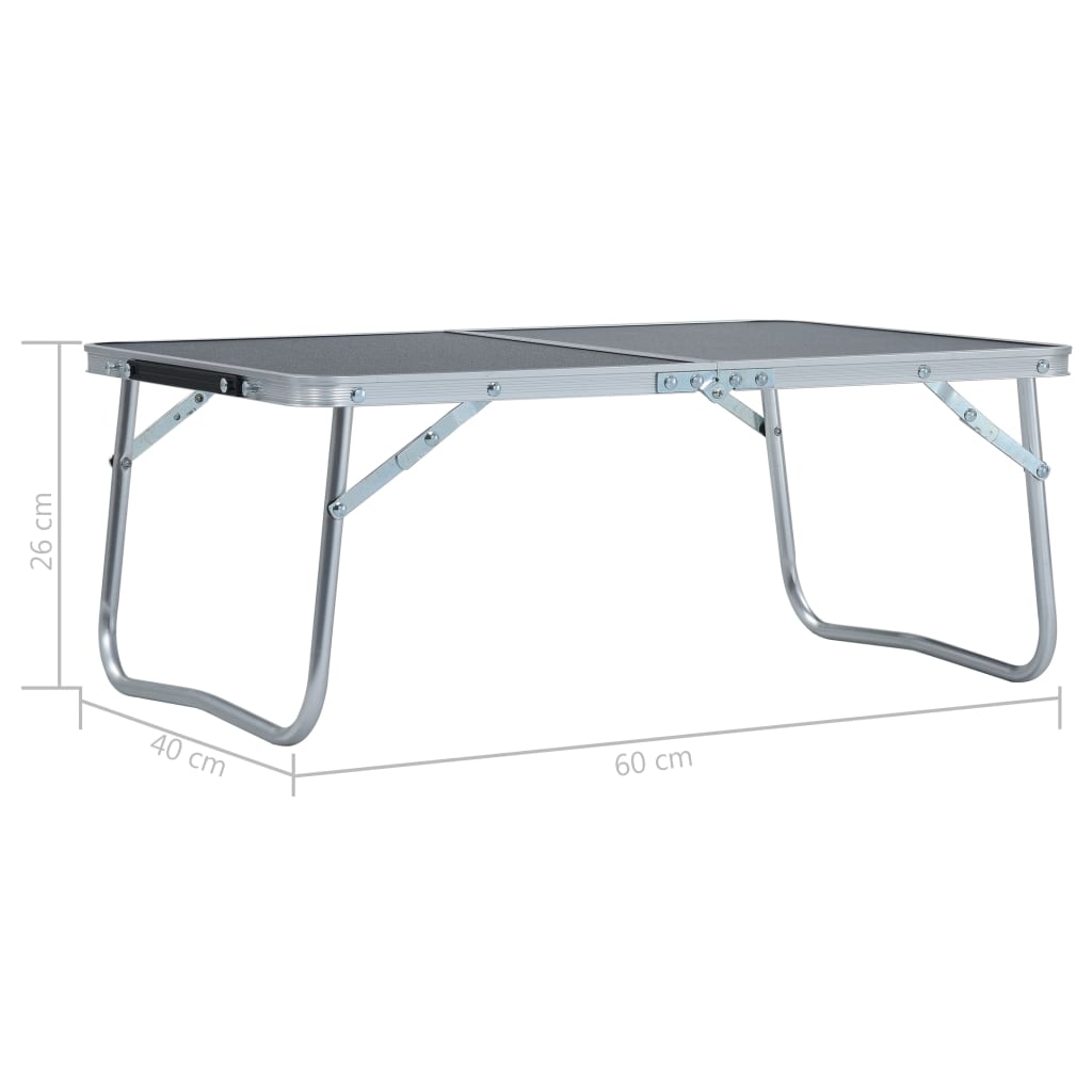 vidaXL Mesa de camping plegable aluminio gris 60x40 cm
