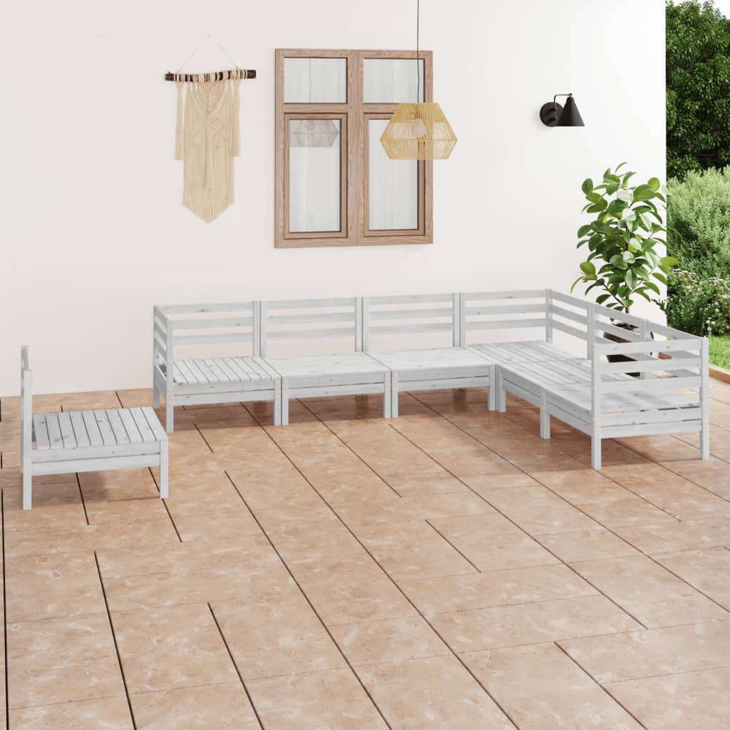 vidaXL Juego de muebles de jardín 7 piezas madera maciza pino blanco
