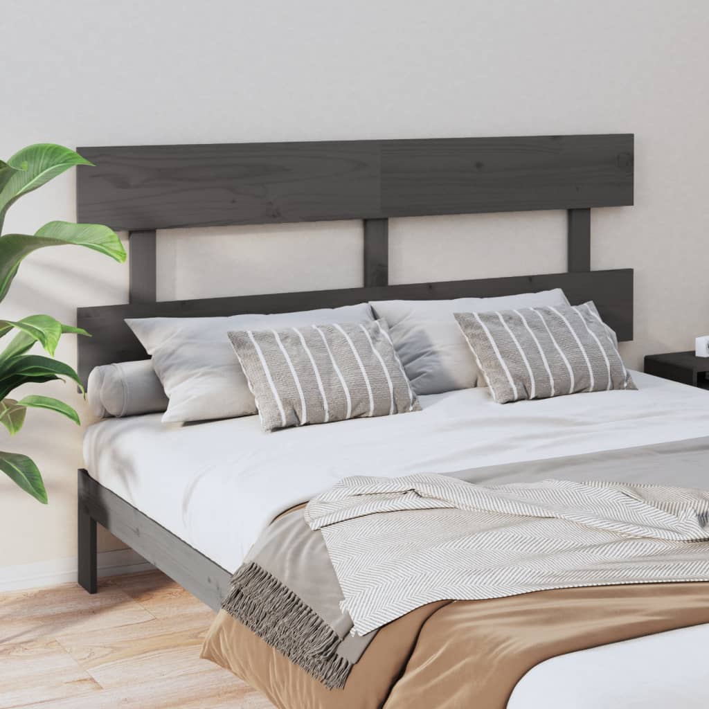 vidaXL Cabecero de cama madera maciza de pino gris 164x3x81 cm