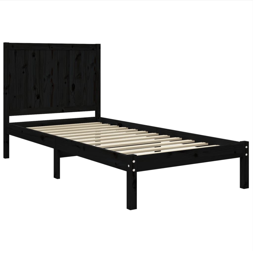 vidaXL Estructura de cama de madera maciza de pino negro 90x200 cm