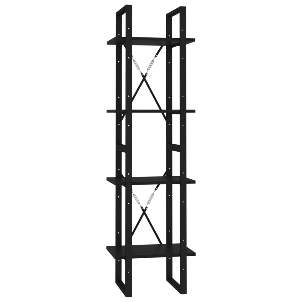 vidaXL Estantería de 4 niveles madera contrachapada negro 40x30x140 cm