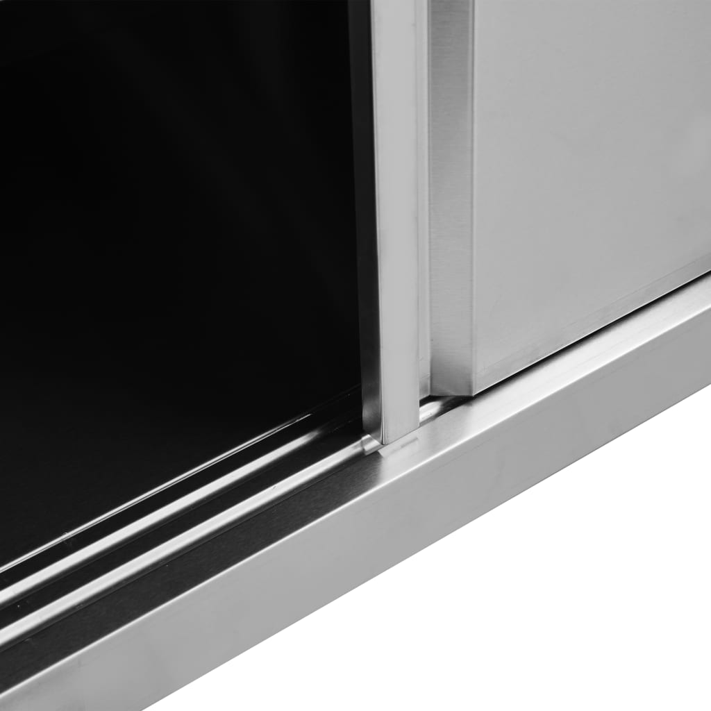 vidaXL Mesa de trabajo puertas correderas acero inox 100x50x(95-97)