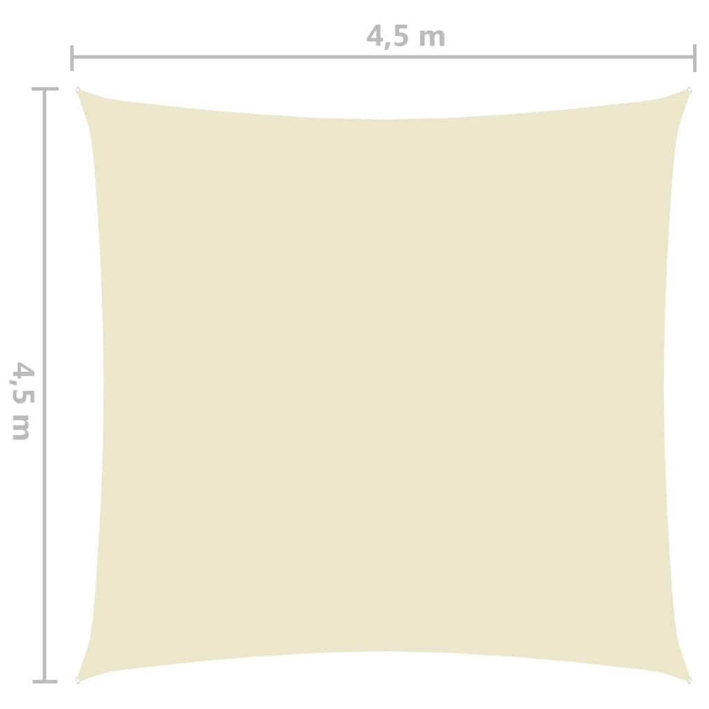 vidaXL Toldo de vela cuadrado tela Oxford color crema 4,5x4,5 m