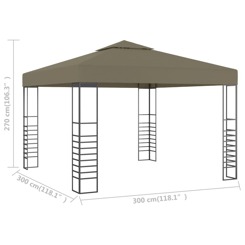 vidaXL Carpa de jardín con tejado retráctil gris taupe 3x3m 180 g/m²