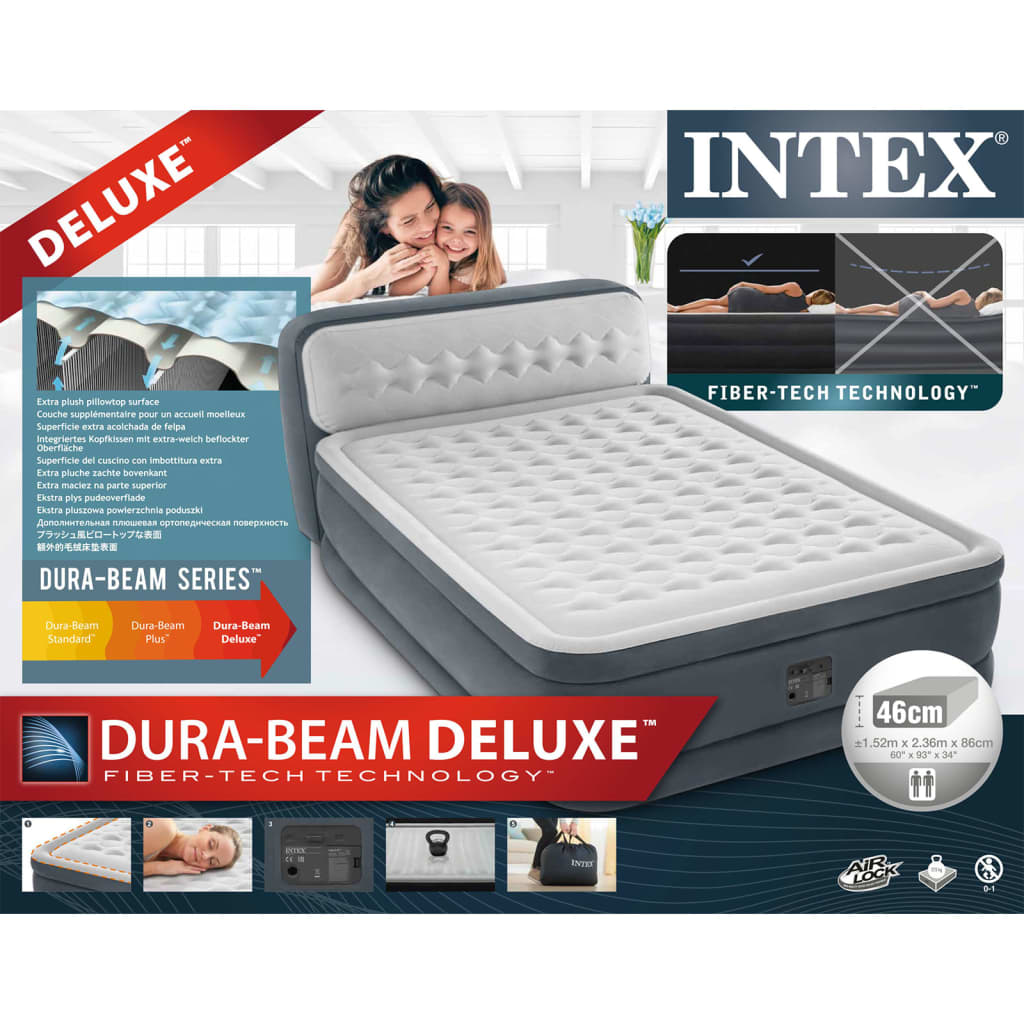 Intex Colchón inflable Dura-Beam Deluxe Ultra Plush Headboard 86 cm