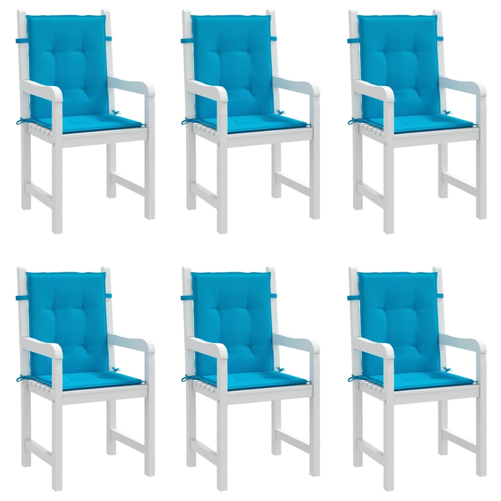 vidaXL Cojín silla jardín respaldo bajo 6 uds tela Oxford azul