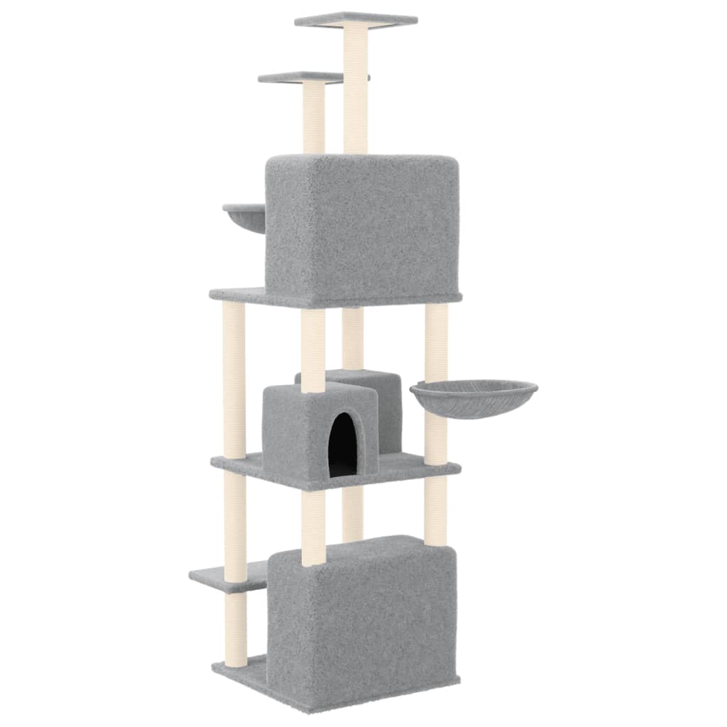 vidaXL Rascador para gatos con postes de sisal gris claro 180 cm