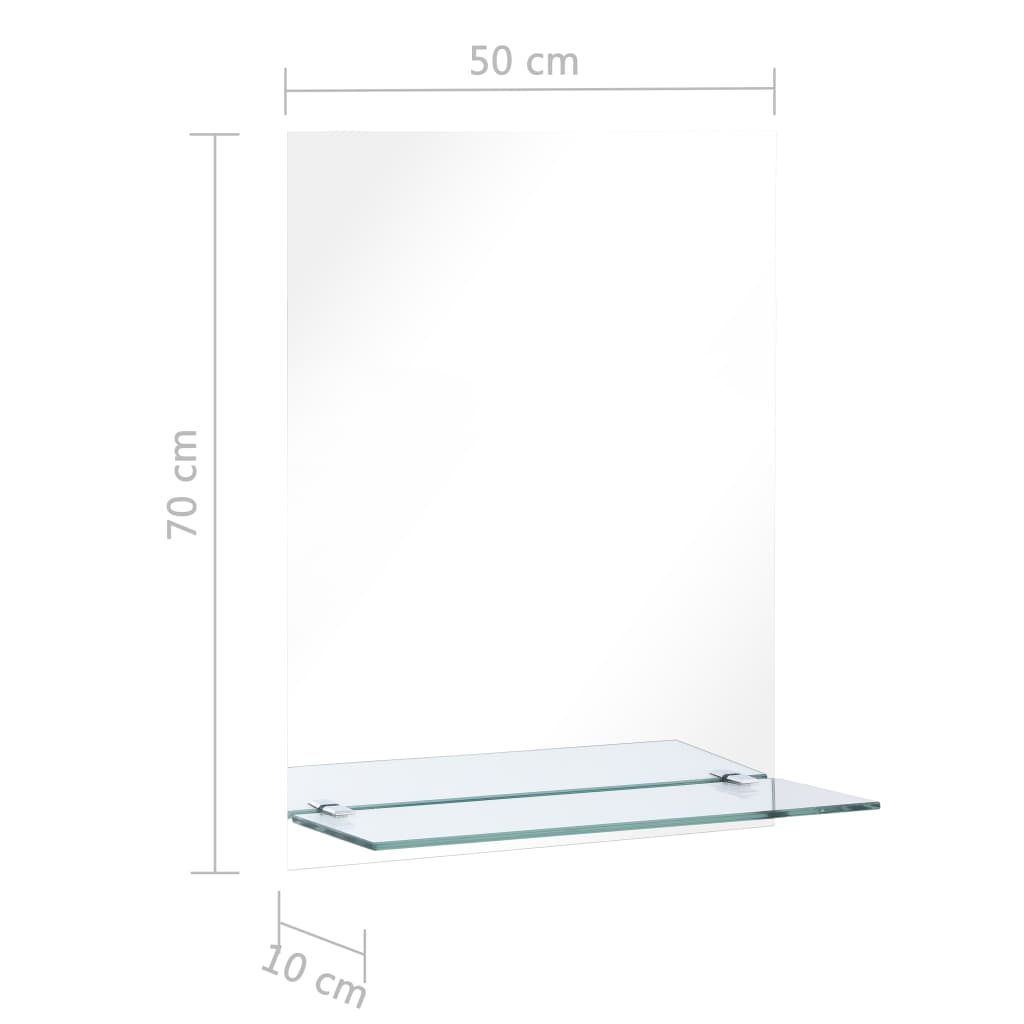 vidaXL Espejo de pared con estante de vidrio templado 50x70 cm