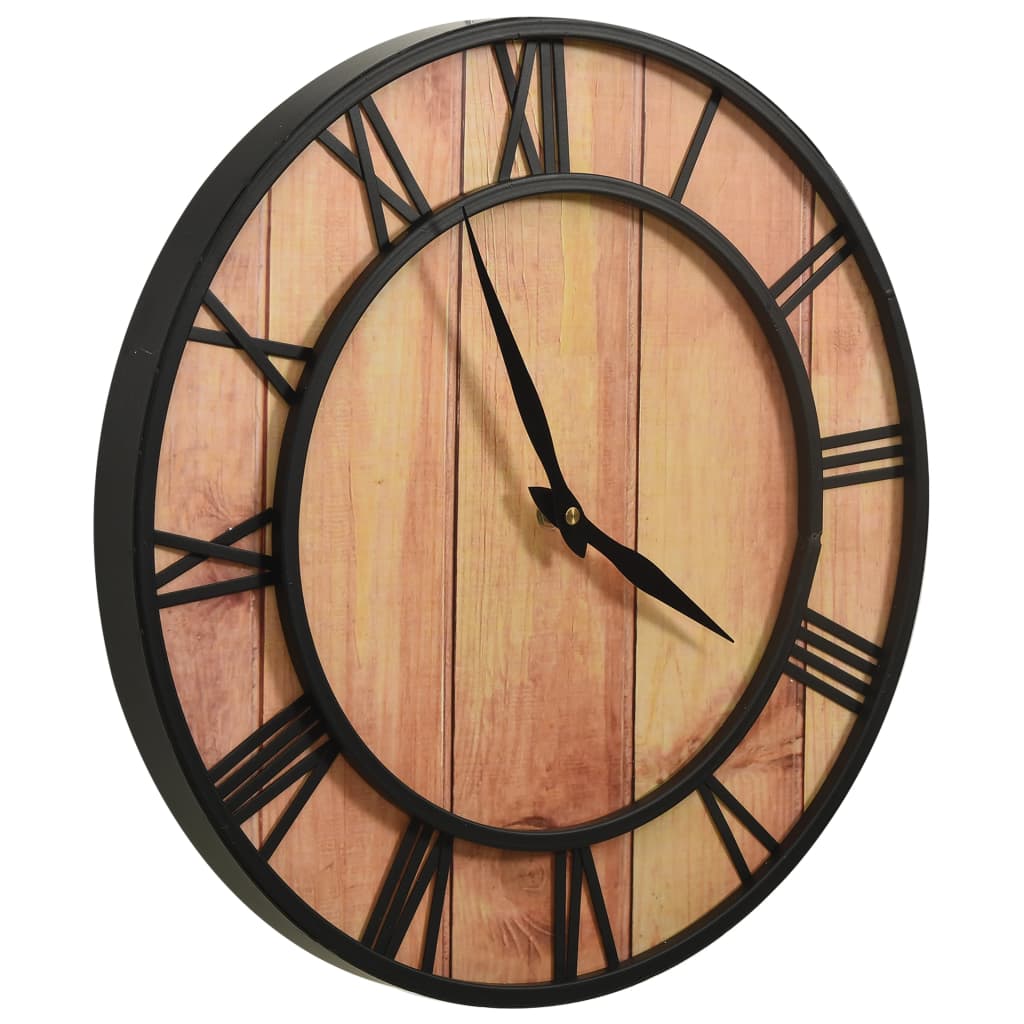 vidaXL Reloj de pared MDF y hierro marrón y negro 39 cm