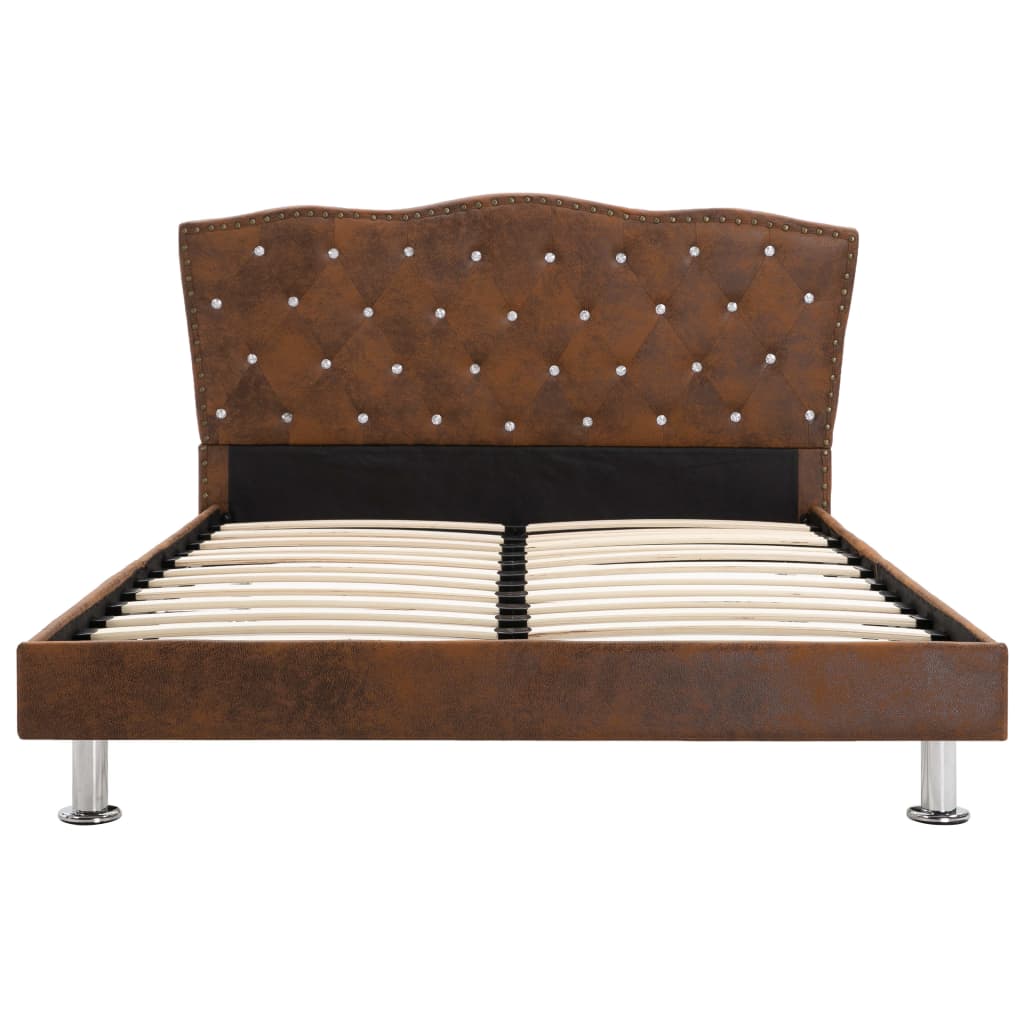 vidaXL Cama con colchón viscoelástico tela marrón 120x200 cm