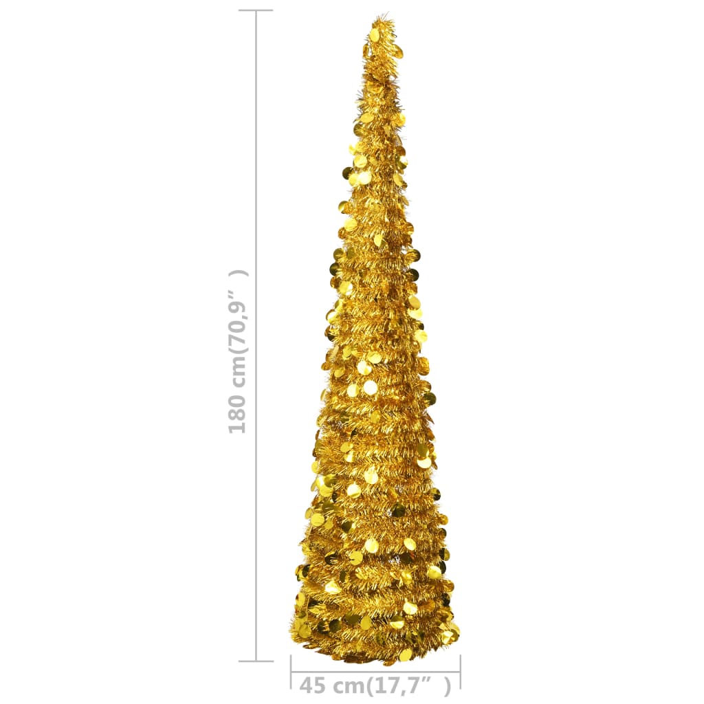 vidaXL Árbol de Navidad artificial emergente PET dorado 180 cm