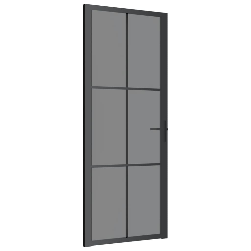 vidaXL Puerta interior vidrio EGS y aluminio negro 83x201,5 cm