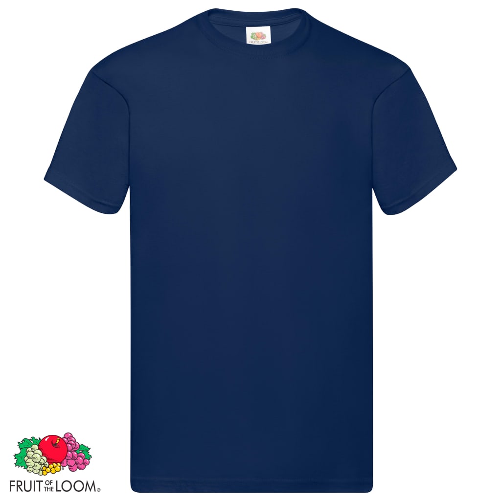 Fruit of the Loom Camisetas originales 5 uds azul marino S algodón