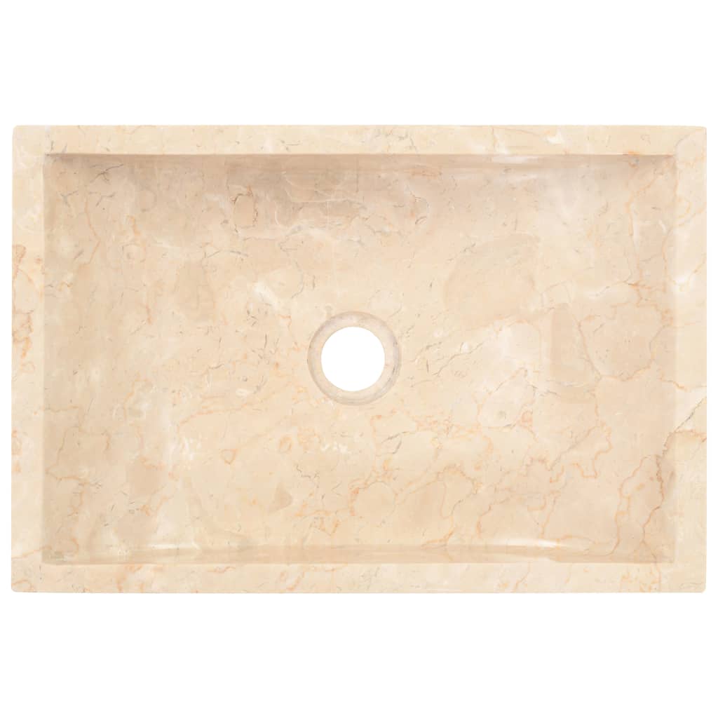 vidaXL Lavabo de mármol crema con brillo 45x30x12 cm