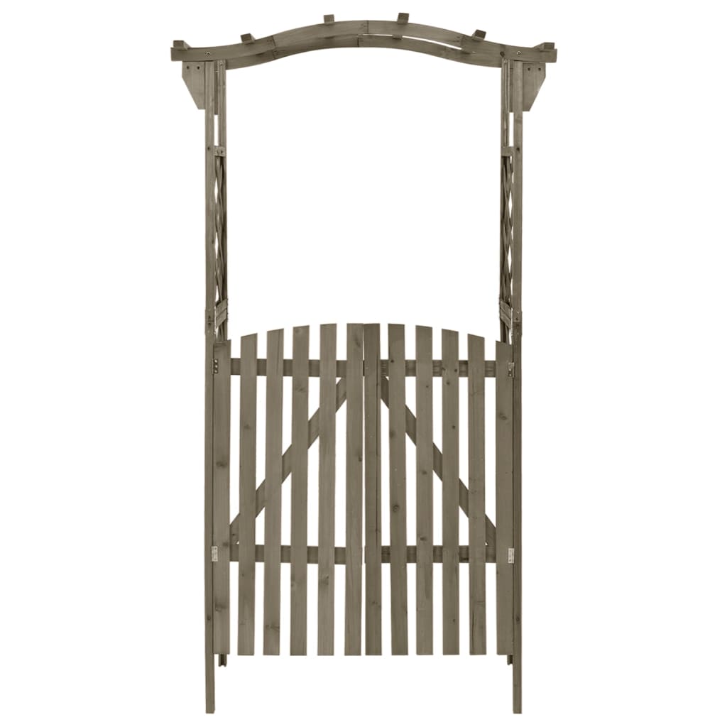 vidaXL Pérgola con puerta madera maciza de abeto gris 116x40x204 cm