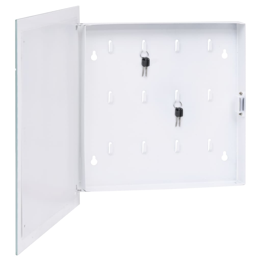 vidaXL Caja de llaves con tablero magnético blanca 35x35x5,5 cm