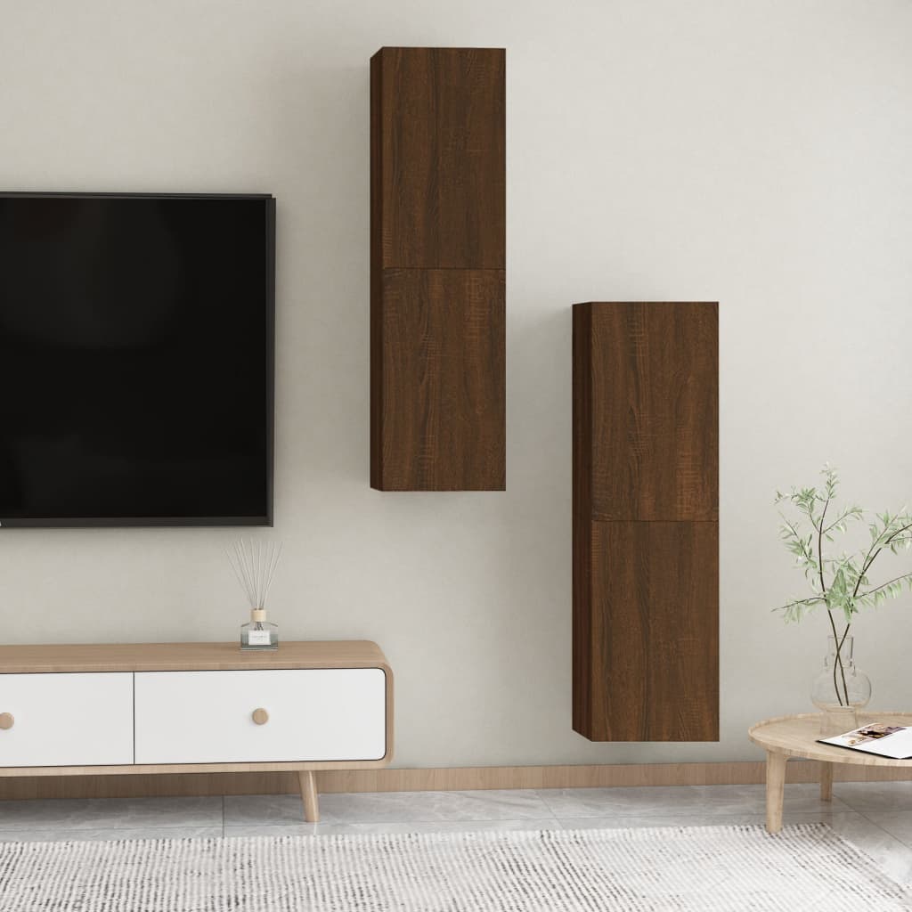 vidaXL Muebles para TV de pared 2 uds roble marrón 30,5x30x110 cm