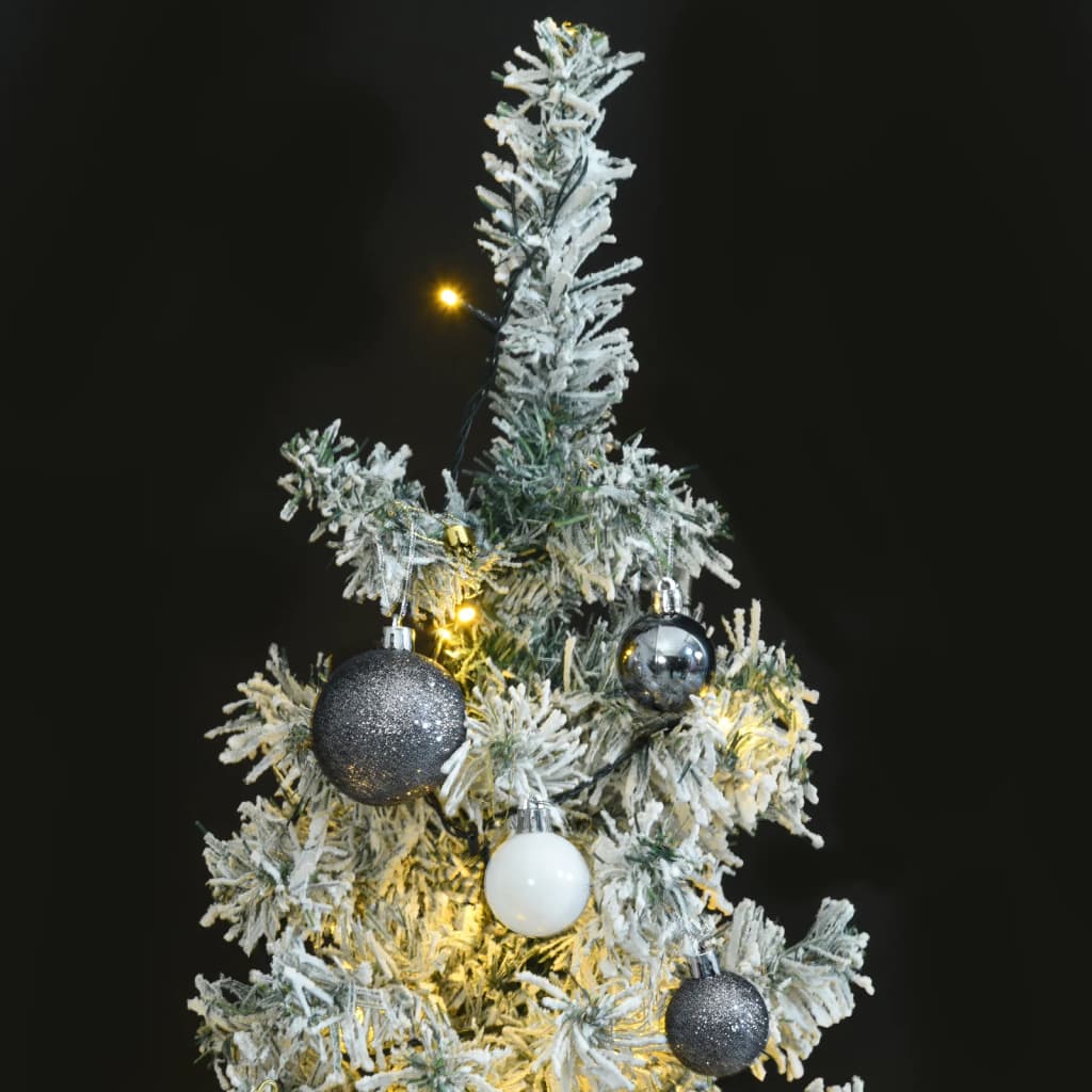 vidaXL Árbol de Navidad estrecho con 300 LED y bolas y nieve 300 cm