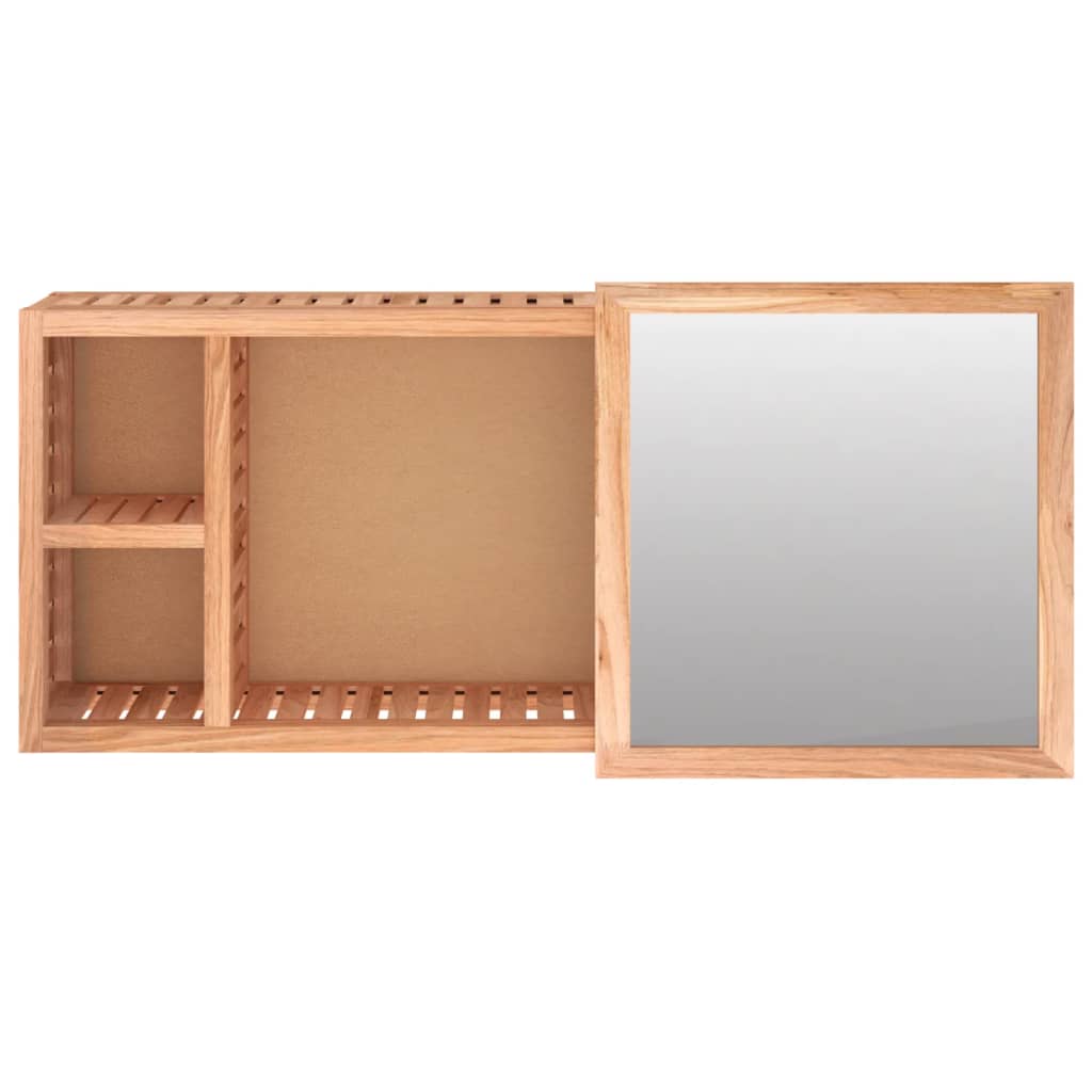 vidaXL Armario con espejo madera maciza nogal 80x17x34 cm