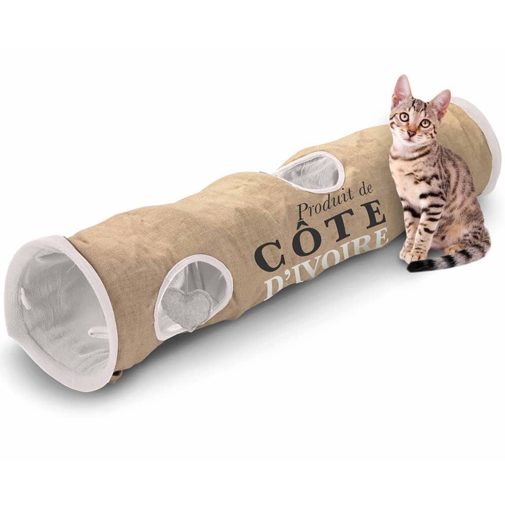 D&D Túnel para gatos Cote d'Ivoire 25x120cm marrón y blanco 434/436448