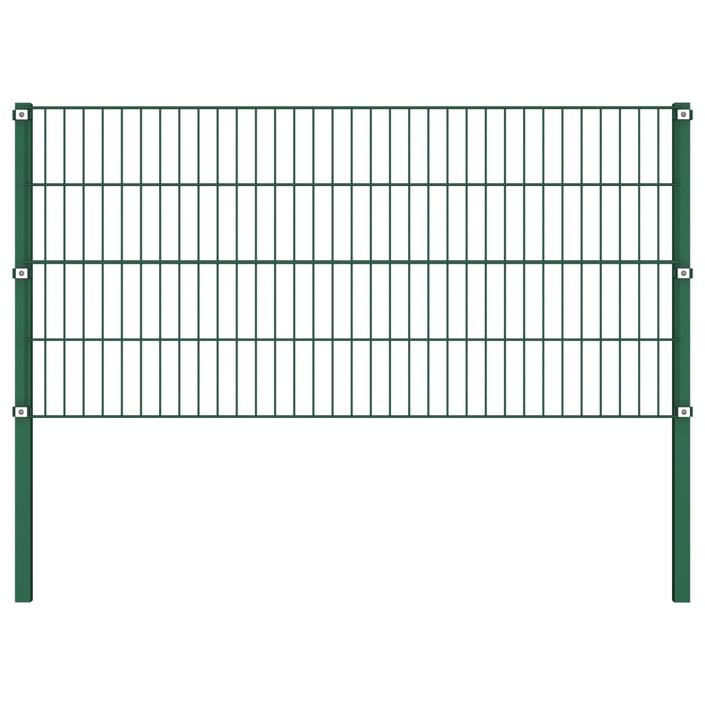 vidaXL Panel de valla con postes hierro verde 13,6x0,8 m