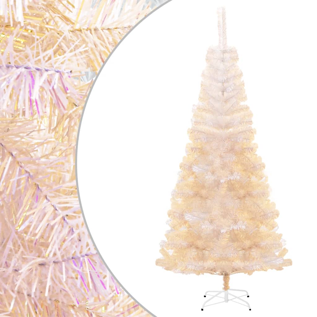 vidaXL Árbol Navidad artificial puntas iridiscentes PVC blanco 210 cm