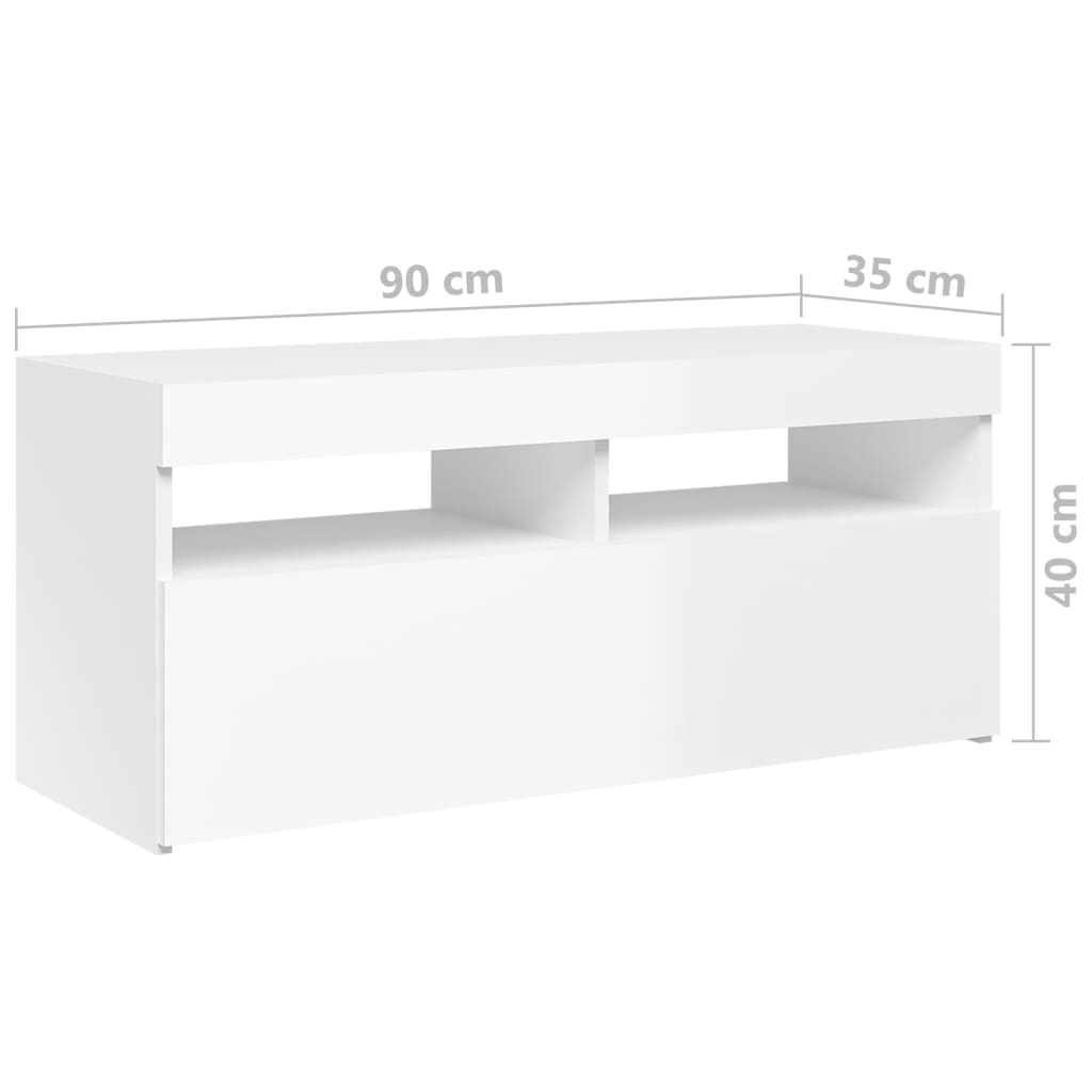 vidaXL Mueble de TV con luces LED blanco brillante 90x35x40 cm