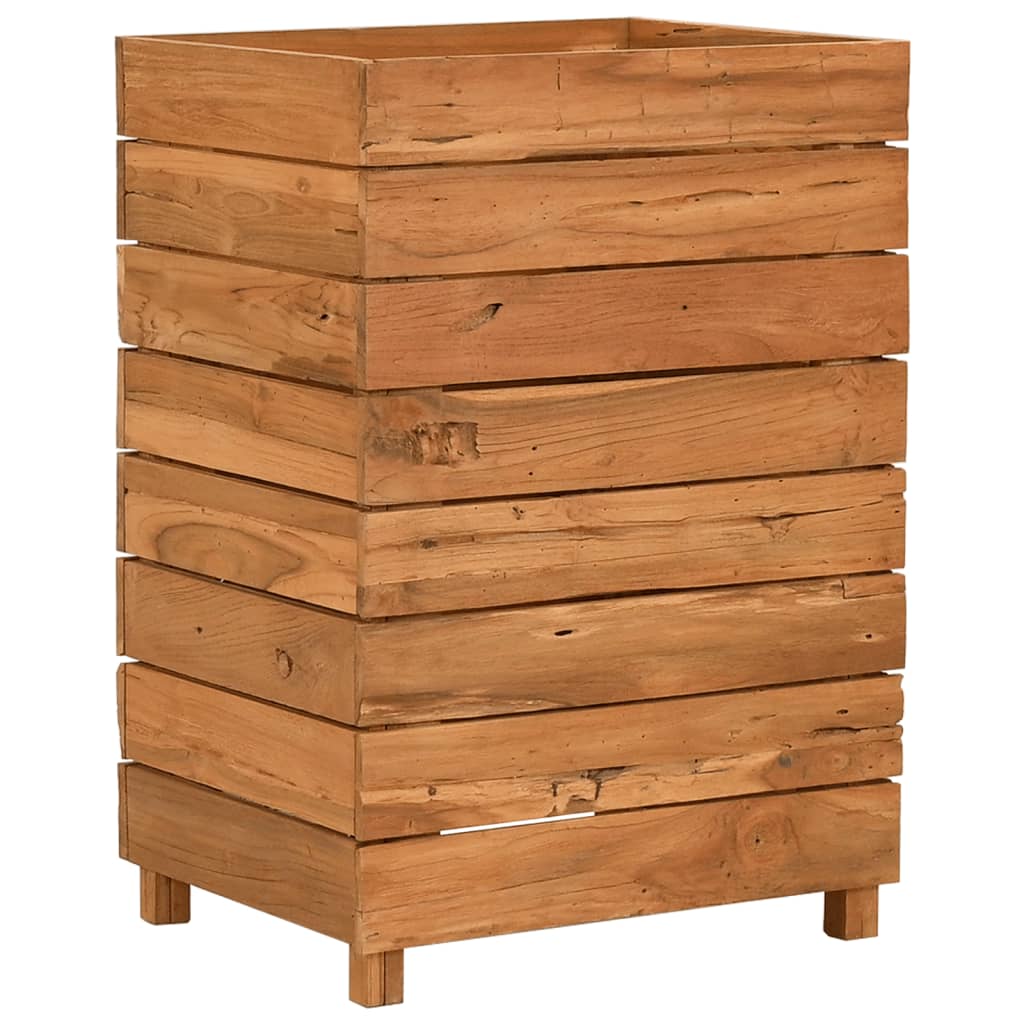 vidaXL Arriate elevado madera de teca reciclada y acero 50x40x72 cm