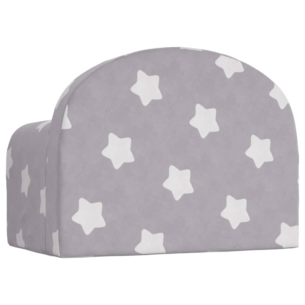 vidaXL Sofá cama de niños felpa suave gris claro con estrellas
