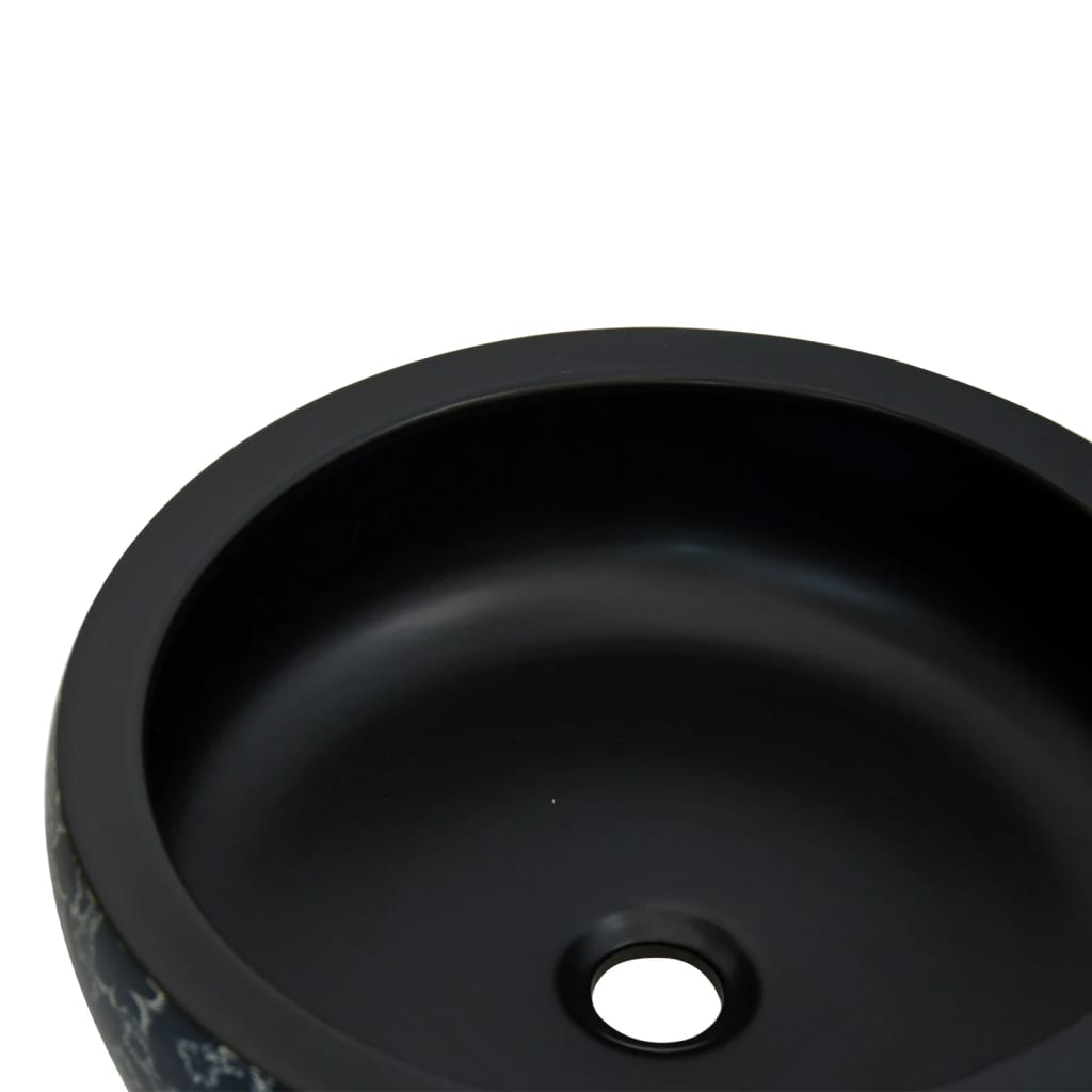 vidaXL Lavabo sobre encimera redondo cerámica negro y azul Φ41x14 cm