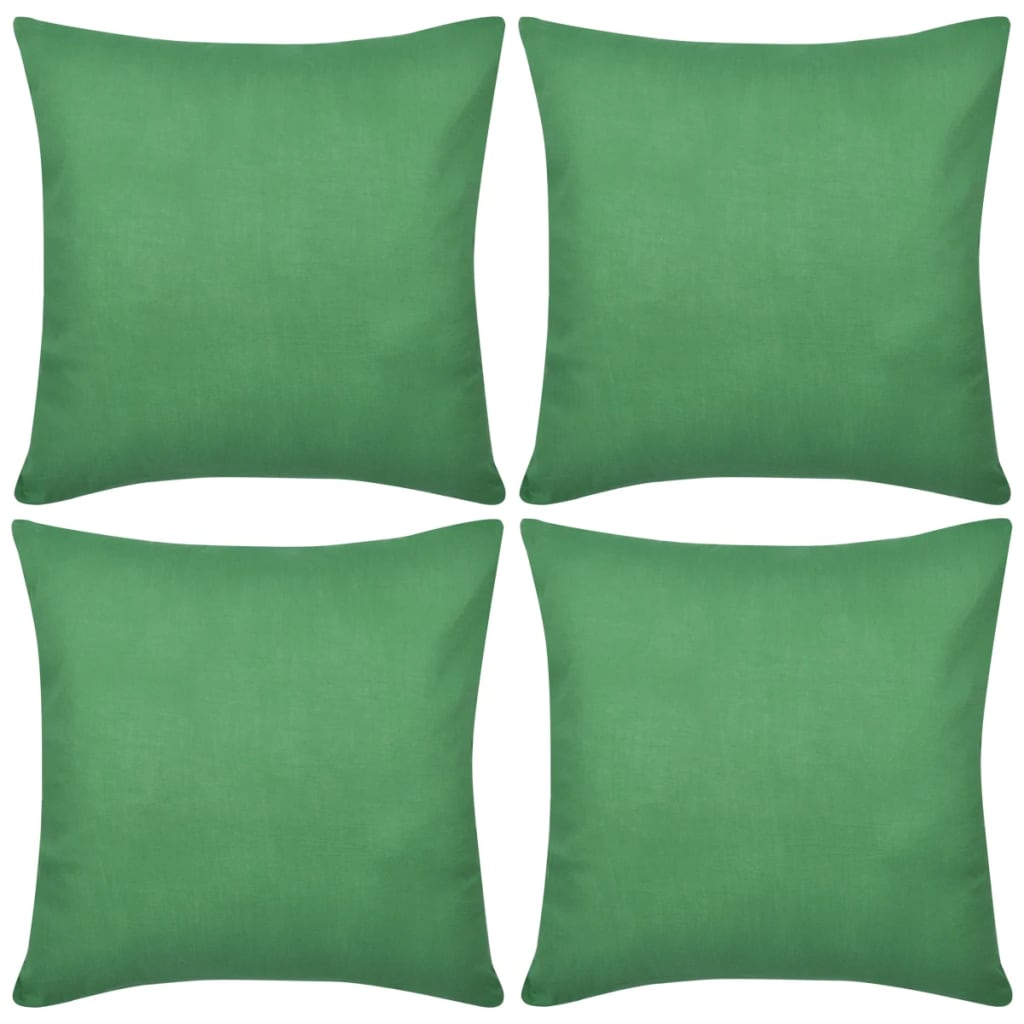 130923 4 Green Cushion Covers Cotton 50 x 50 cm