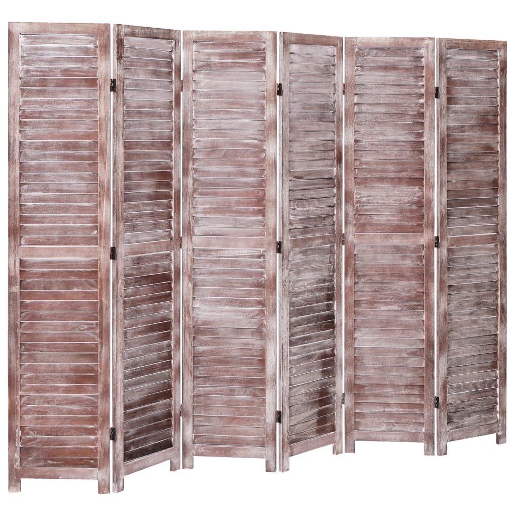 vidaXL Biombo de 6 paneles madera marrón 210x165 cm