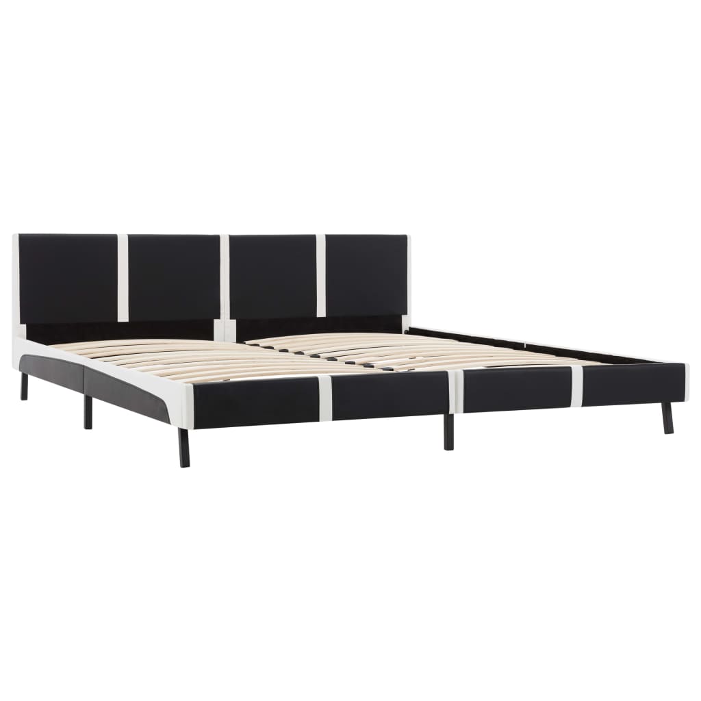 vidaXL Estructura de cama cuero sintético negra y blanca 150x200 cm