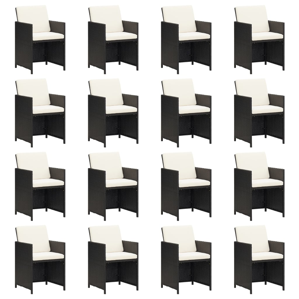 vidaXL Set de muebles jardín 17 pzas con cojines ratán sintético negro