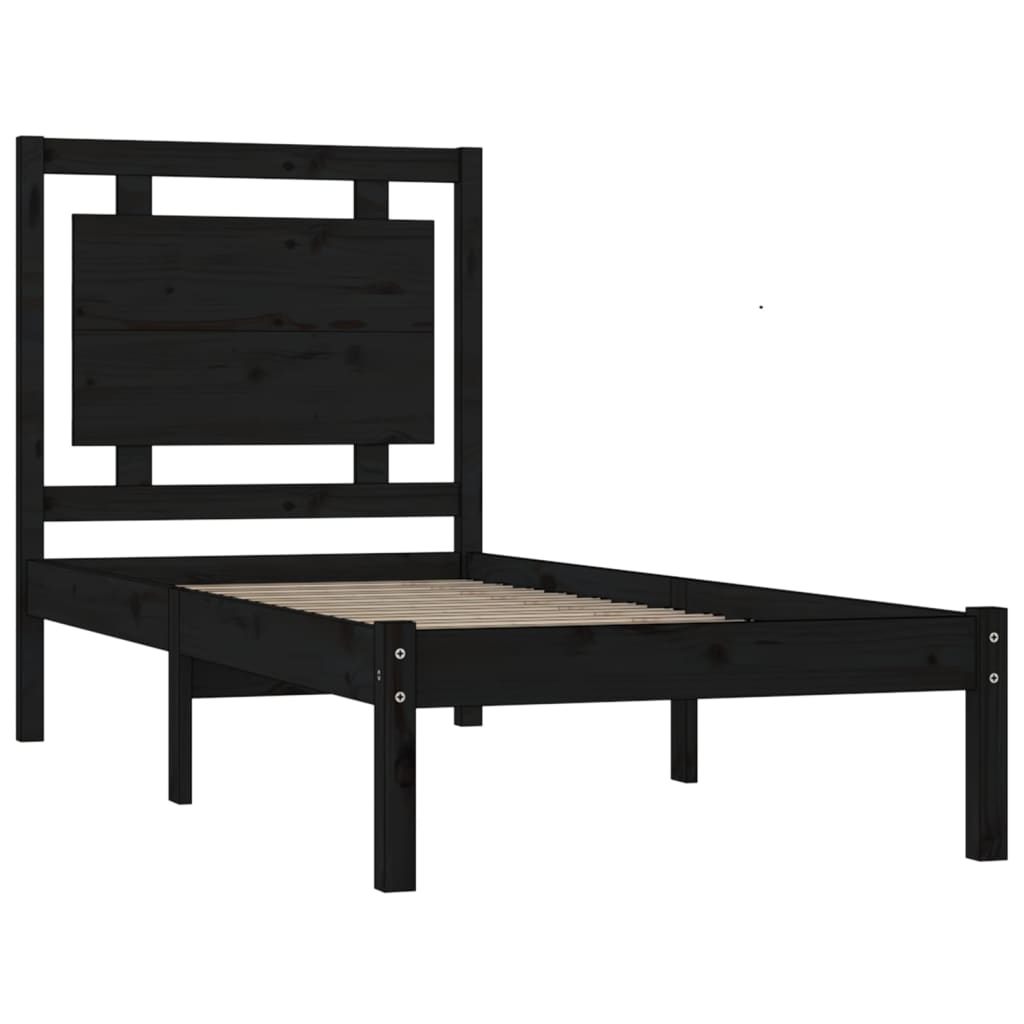 vidaXL Estructura de cama madera maciza de pino negra 90x200 cm