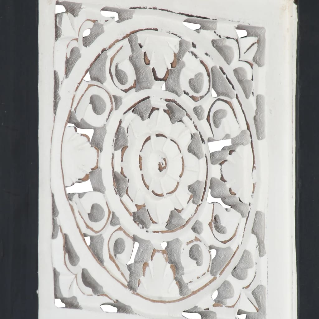 vidaXL Panel de pared tallado a mano MDF negro y blanco 40x40x1,5 cm