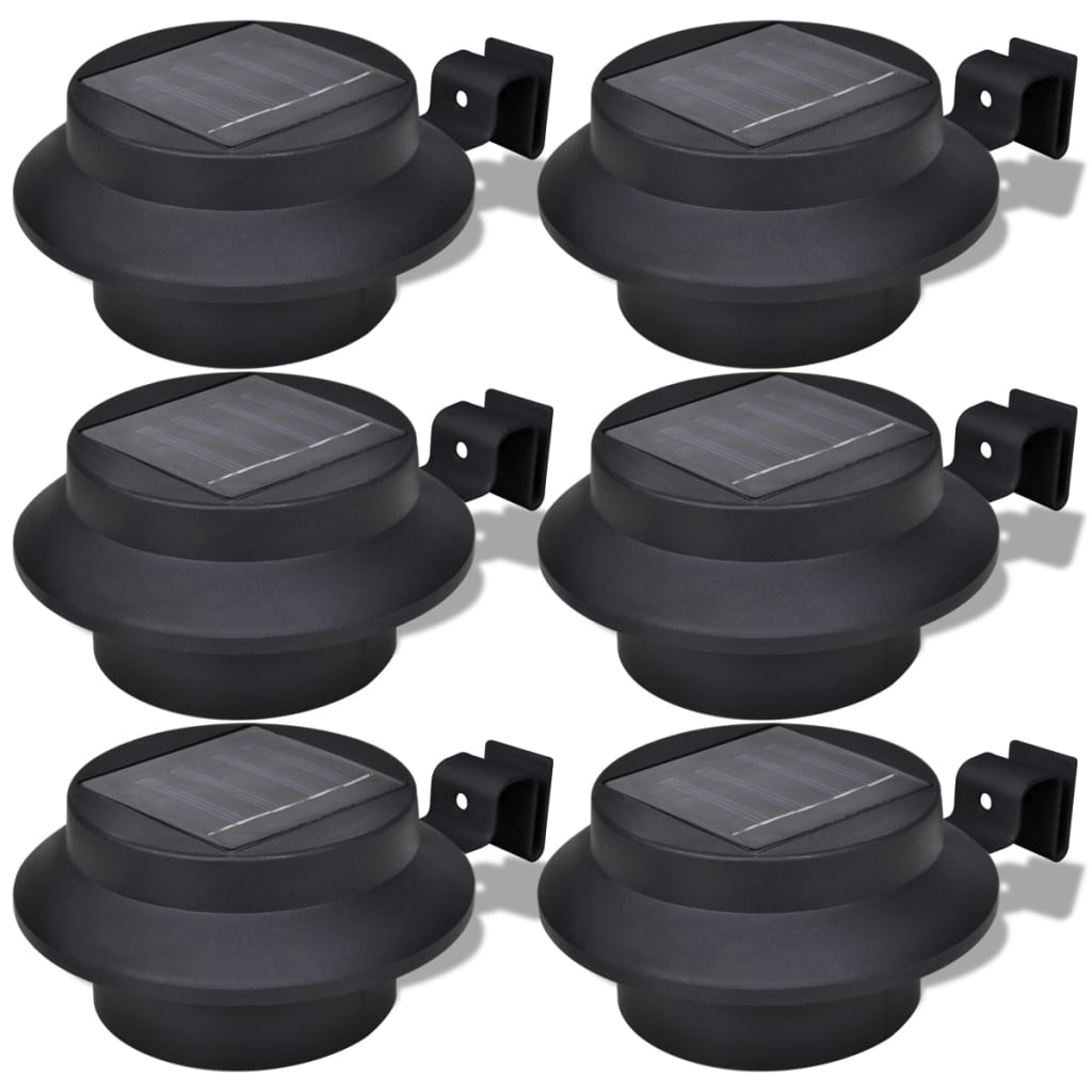 vidaXL Set de lámparas solares de exterior para valla 6 piezas negro
