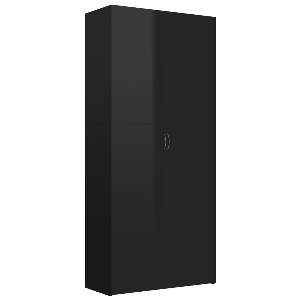vidaXL Mueble zapatero contrachapada negro brillo 80x35,5x180 cm