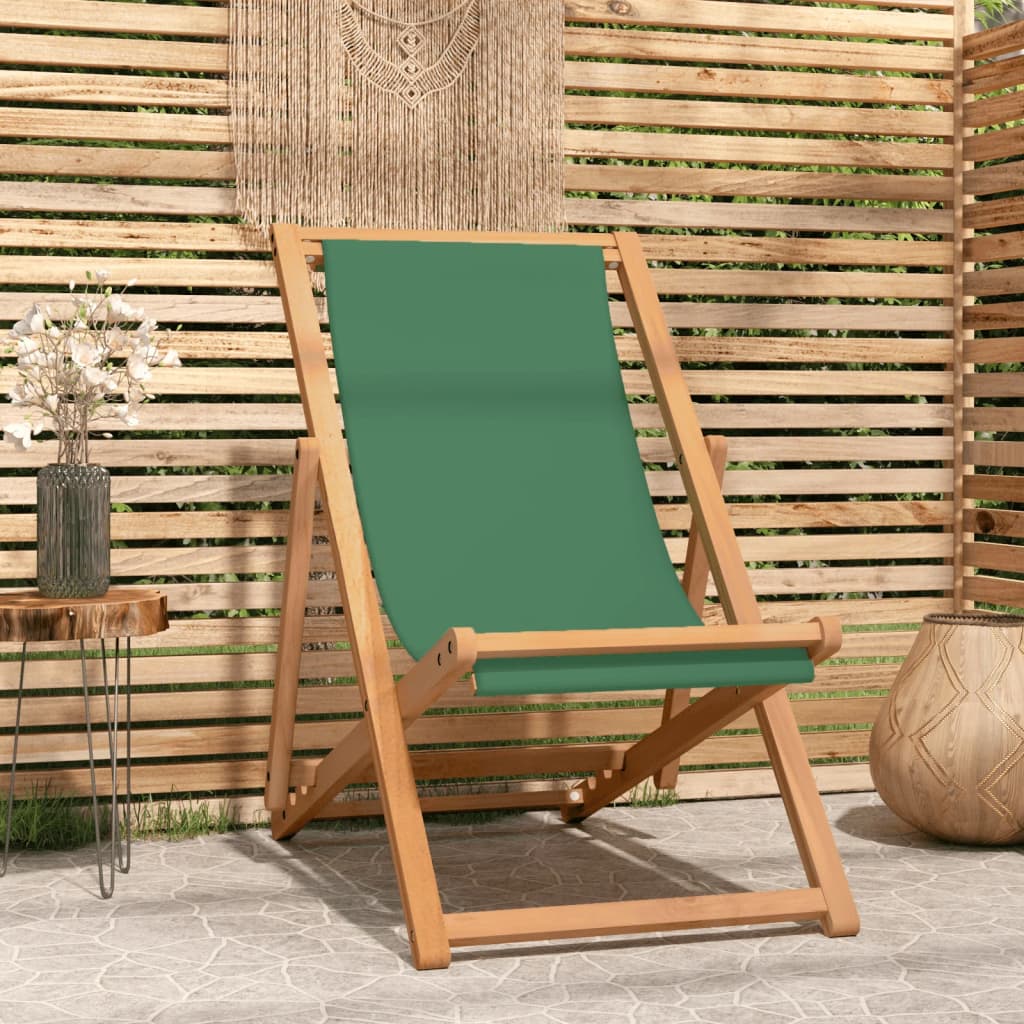 vidaXL Silla de playa plegable madera maciza de teca verde