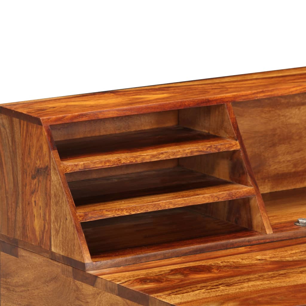 vidaXL Escritorio de madera maciza de sheesham y acero 110x50x94 cm