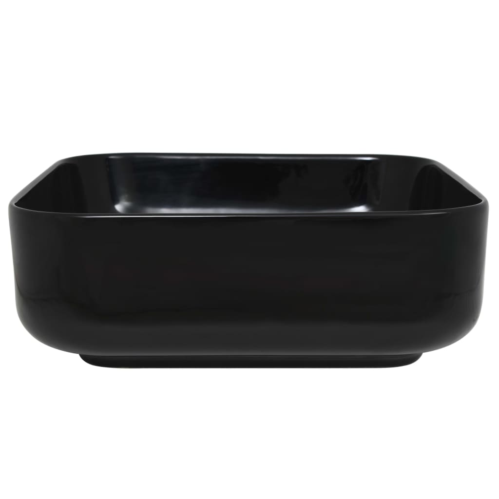 vidaXL Lavabo cuadrado de cerámica negro 38x38x13,5 cm
