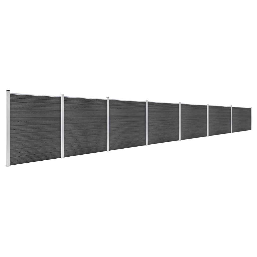 vidaXL Juego de paneles de valla WPC negro 1218x186 cm