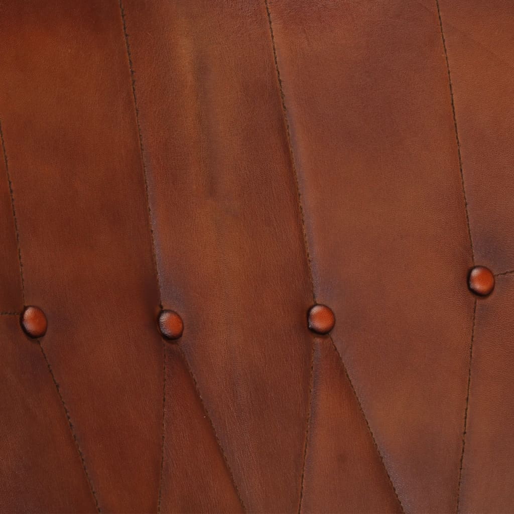 vidaXL Mecedora con taburete cuero auténtico marrón