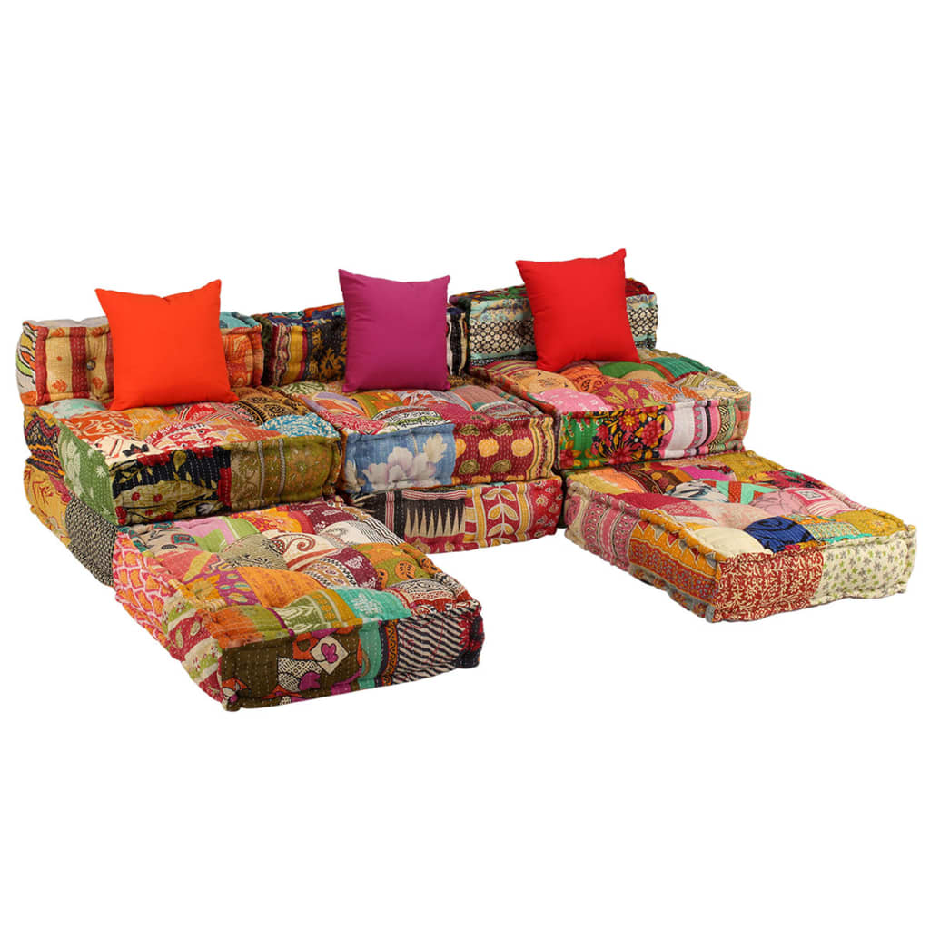 vidaXL Conjunto de sofá modular 14 piezas tela de patchwork