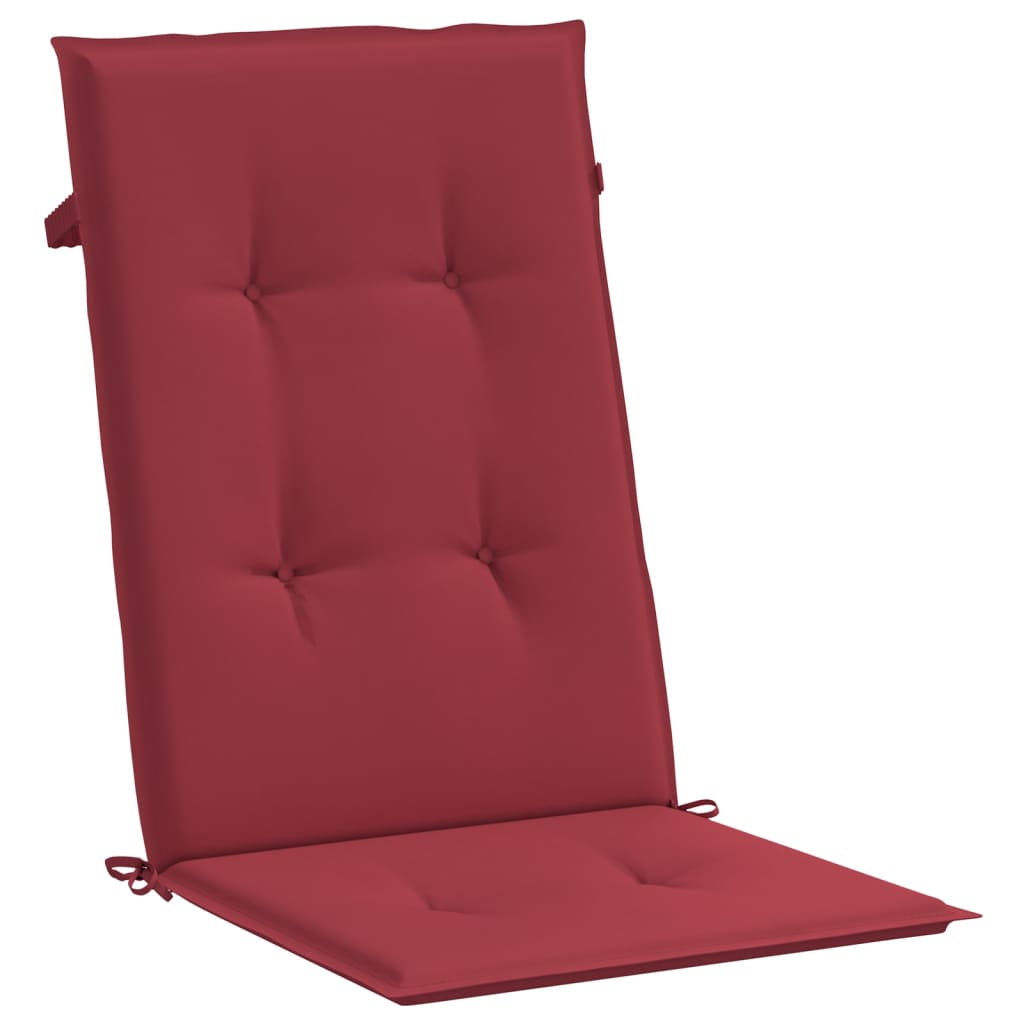vidaXL Cojín silla de jardín respaldo alto 6 uds tela rojo 120x50x3 cm