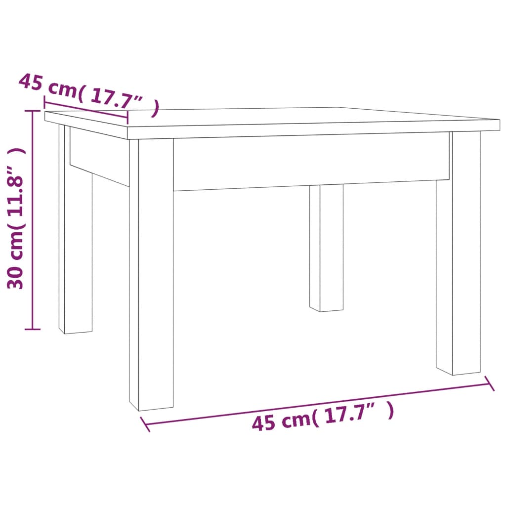 vidaXL Mesa de centro de madera maciza de pino gris 45x45x30 cm