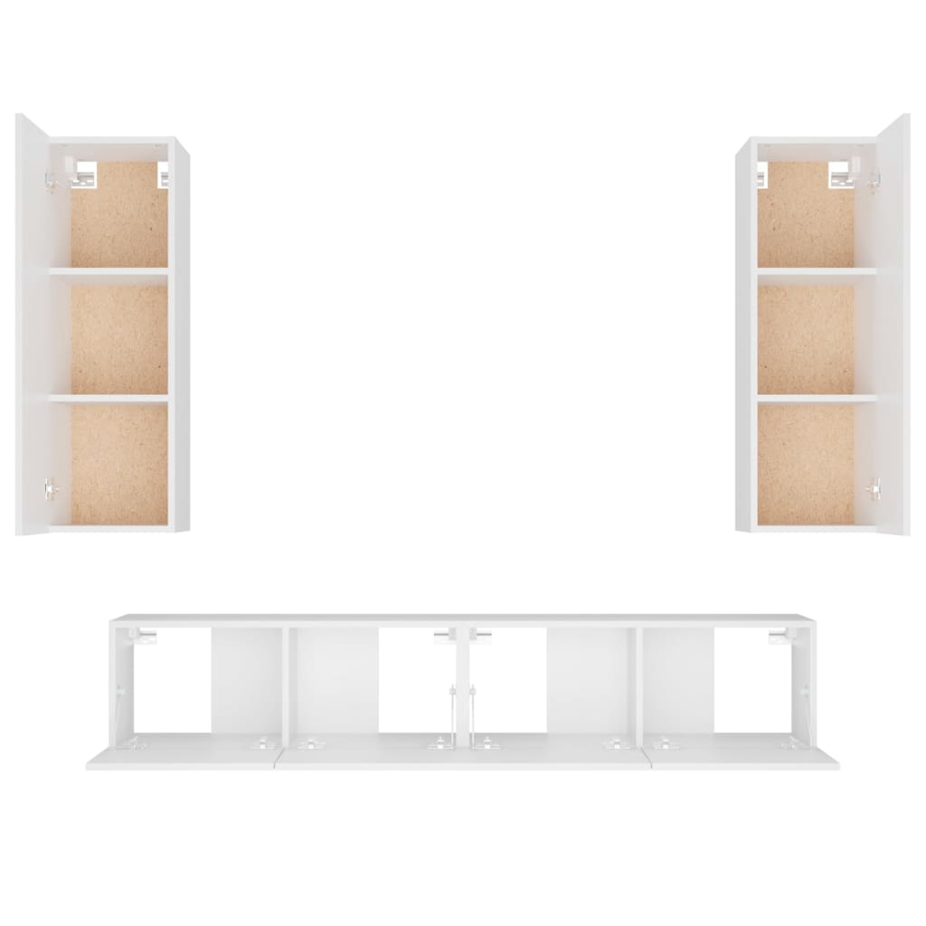 vidaXL Set de muebles para TV 4 piezas madera contrachapada blanco