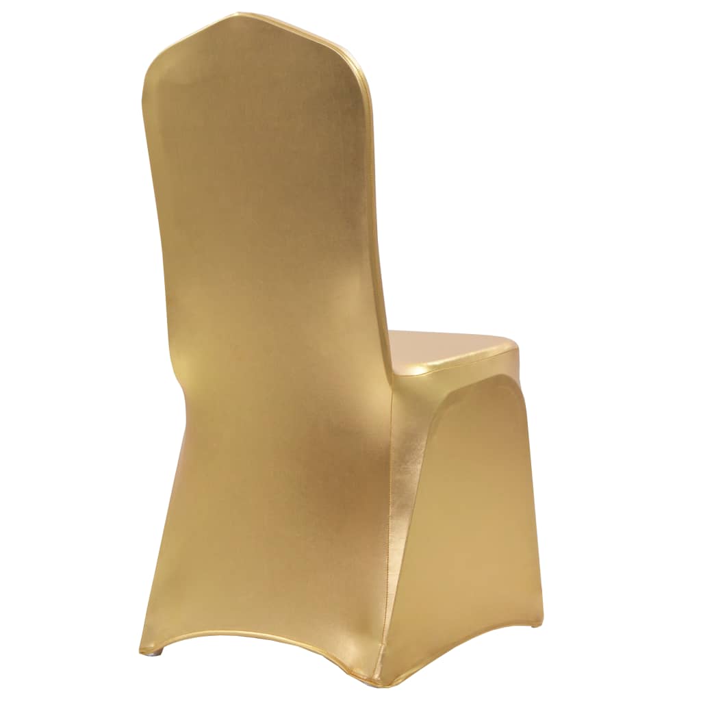 vidaXL Fundas de silla elásticas 6 unidades doradas